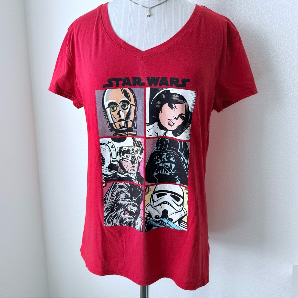 Star Wars Retro Comic Graphic Women’s V-Neck Tee Red - Size Juniors XL
